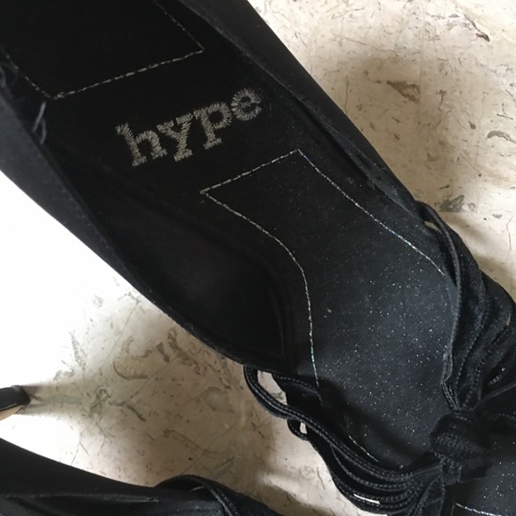 Elegant Evening Black Dress Pump Open Toe High Heel by Hype Size 6.5 - Picture 13 of 13